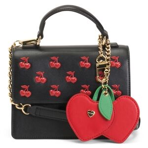 Betsey Johnson Black Bag with Red Cherry Accents